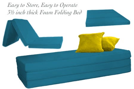 SHDLL3_-_FA966 3.5 inch Aqua Folding Foam Bed - Full Double sku SHDLL3_-_FA966