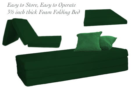3.5 inch Hunter Green Folding Bed - Full Double