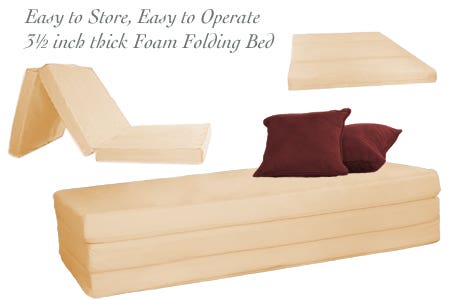3.5 inch Natural Folding Foam Bed - Full Double