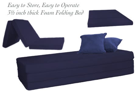 SHDLL3_-_FA100B 3.5 inch Navy Folding Foam Bed - Full Double sku SHDLL3_-_FA100B