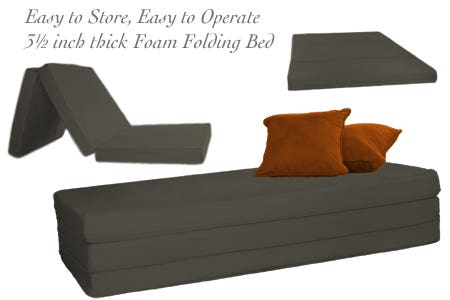 3.5 inch Pewter Folding Foam Bed - Full Double