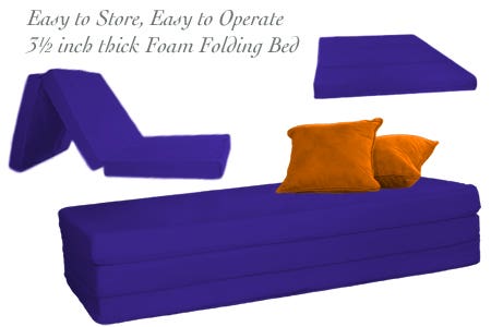 3.5 inch Royal Blue Folding Bed - Full Double