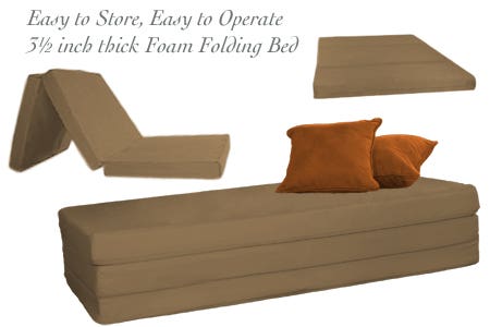 SHDLA3_-_FA810 3.5 inch Tan Folding Foam Bed - Full Double sku SHDLA3_-_FA810