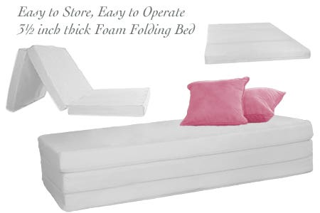 3.5 inch White Folding Foam Bed - Full Double