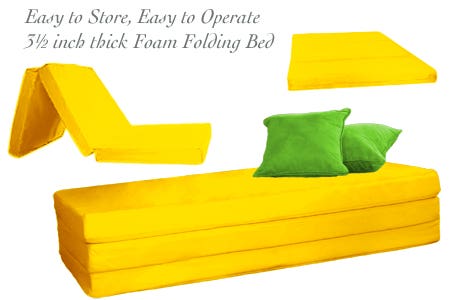 3.5 inch Yellow Folding Foam Bed - Full Double