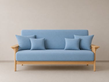 Ice Blue - Solid Organic Cotton Twill Futon Cover -