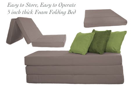 SHDLH5_-_FA801 5 inch Grey Folding Foam Bed - Full Double sku SHDLH5_-_FA801