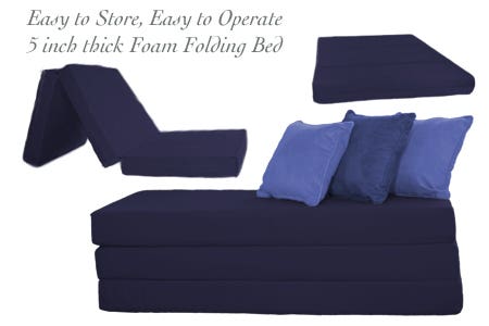 5 inch Navy Folding Foam Bed - Full Double