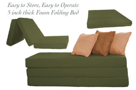 5 inch Olive Folding Foam Bed - Full Double