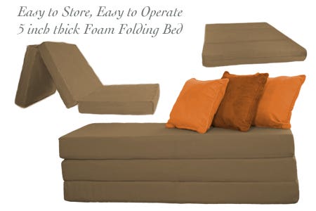 5 inch Tan Folding Foam Bed - Full Double