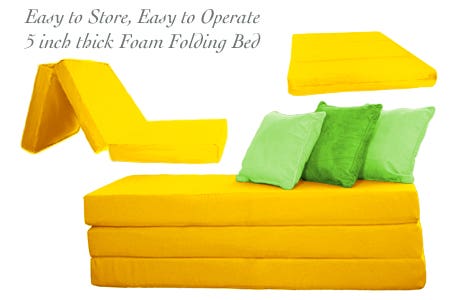 5 inch Yellow Folding Foam Bed - Full Double