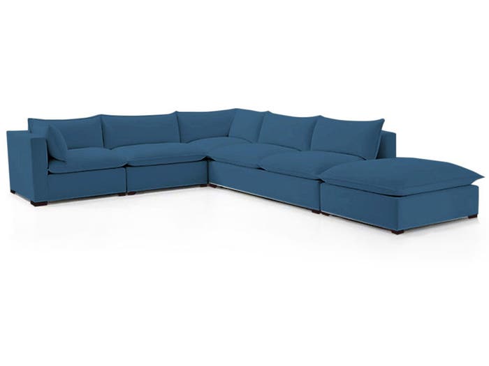 Clearance Organic 5 Piece Modular Sectional - Blue Cotton - Modular Sectional Sofa - Modular Sectional Sofa Furniture - The Futon Shop