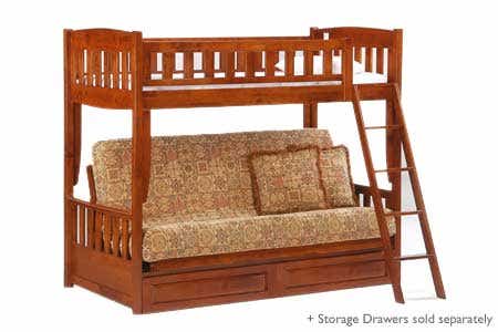 Cinnamon_Twin_Full_Kids_Wood_Futon_Bunk_Sofa_Bed_Cherry