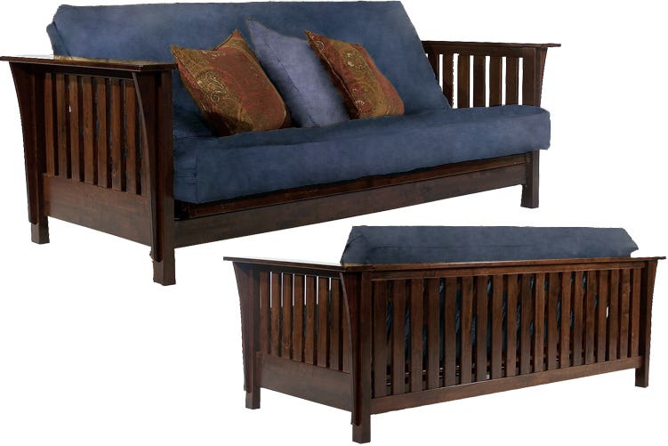 Dillon Wall Hugger Futon Frame in Maple Finish