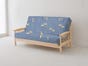 Stornetta Blue Sateen - Floral Pattern Organic Cotton Futon Cover 
