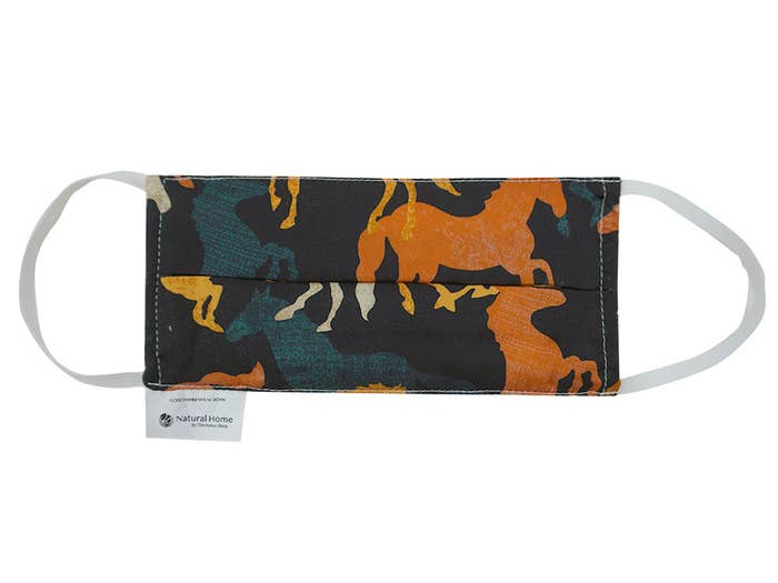 Silk Face Mask With Filter Pocket & Organic Cotton Horse Print For Children & Adults