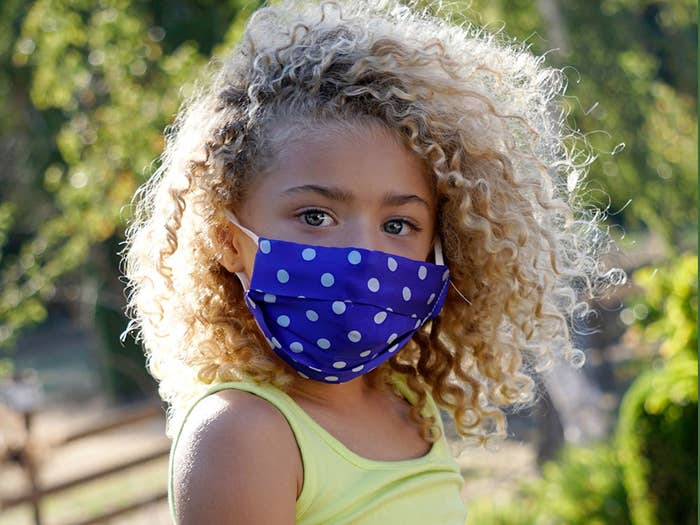 Double Layer Mulberry Silk Face Mask With Organic Cotton Blue Dots Print