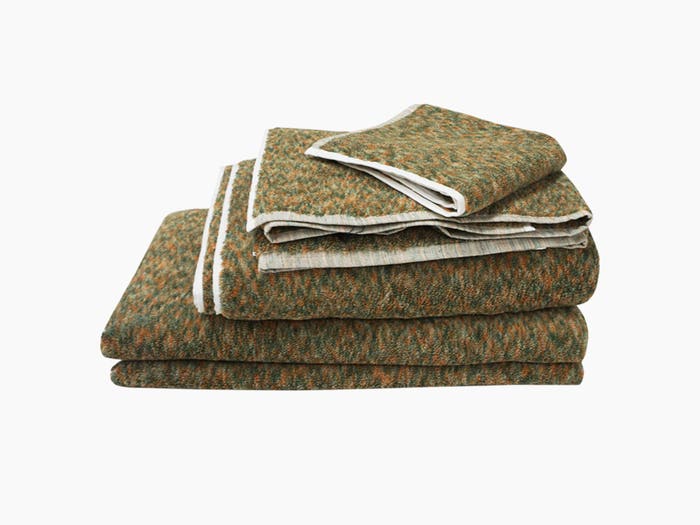 Linen Orange Green Melange Towel