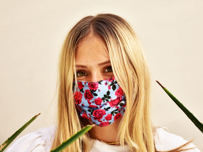 Rose Print Silk & Organic Cotton Face Mask For Children & Adults