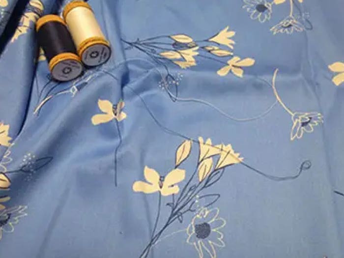 Stornetta Blue Sateen - Floral Pattern Organic Cotton Futon Cover 