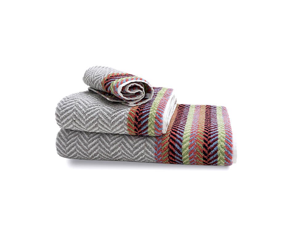 Herringbone Stone Multi Color 3 Piece Towel Set