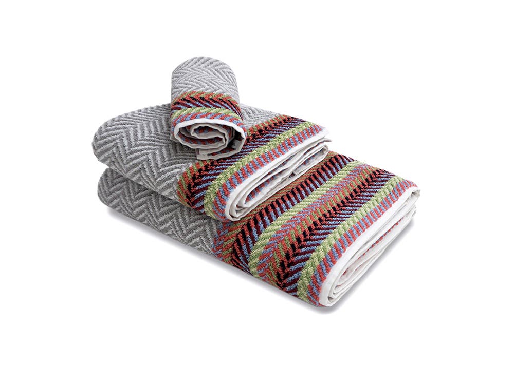 Herringbone Stone Multi Color 3 Piece Towel Set