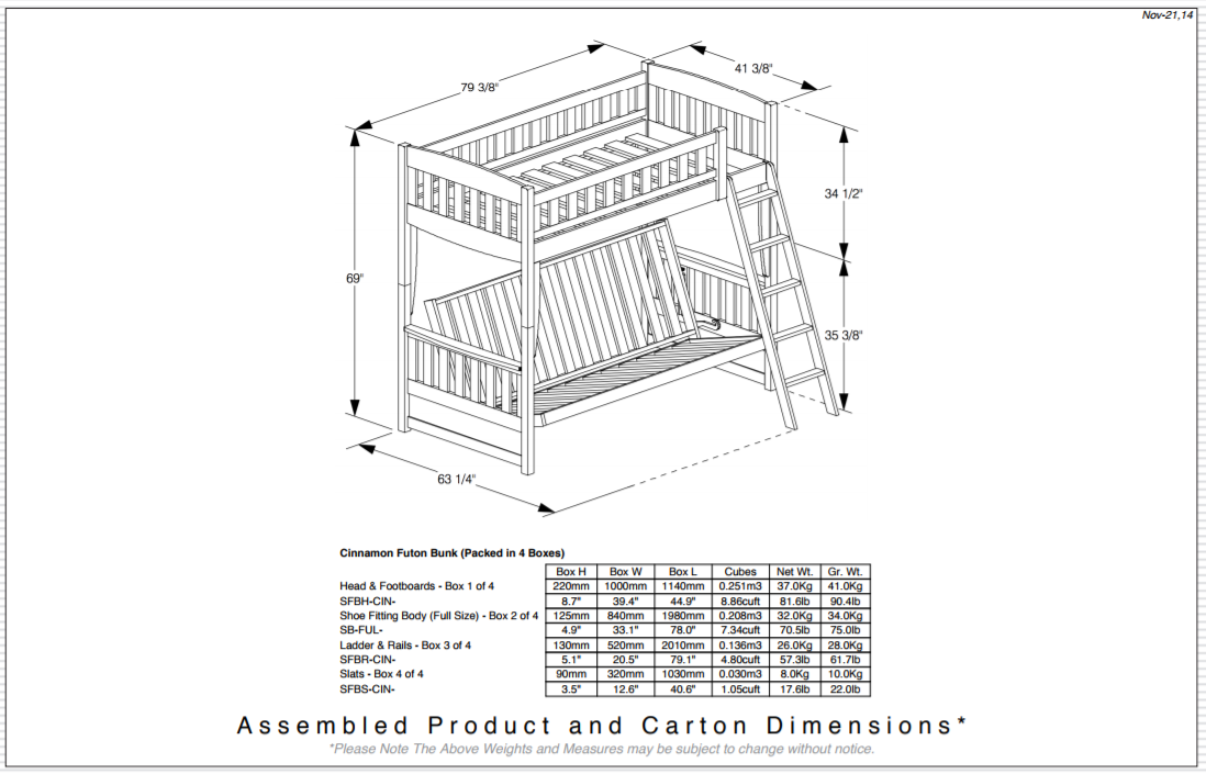 Product Dimension Diagram