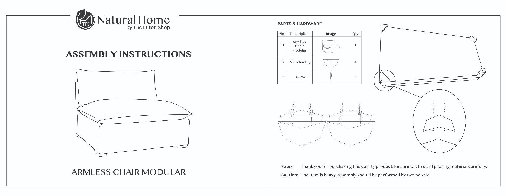 Armless Chair Modular Assembly Instructions