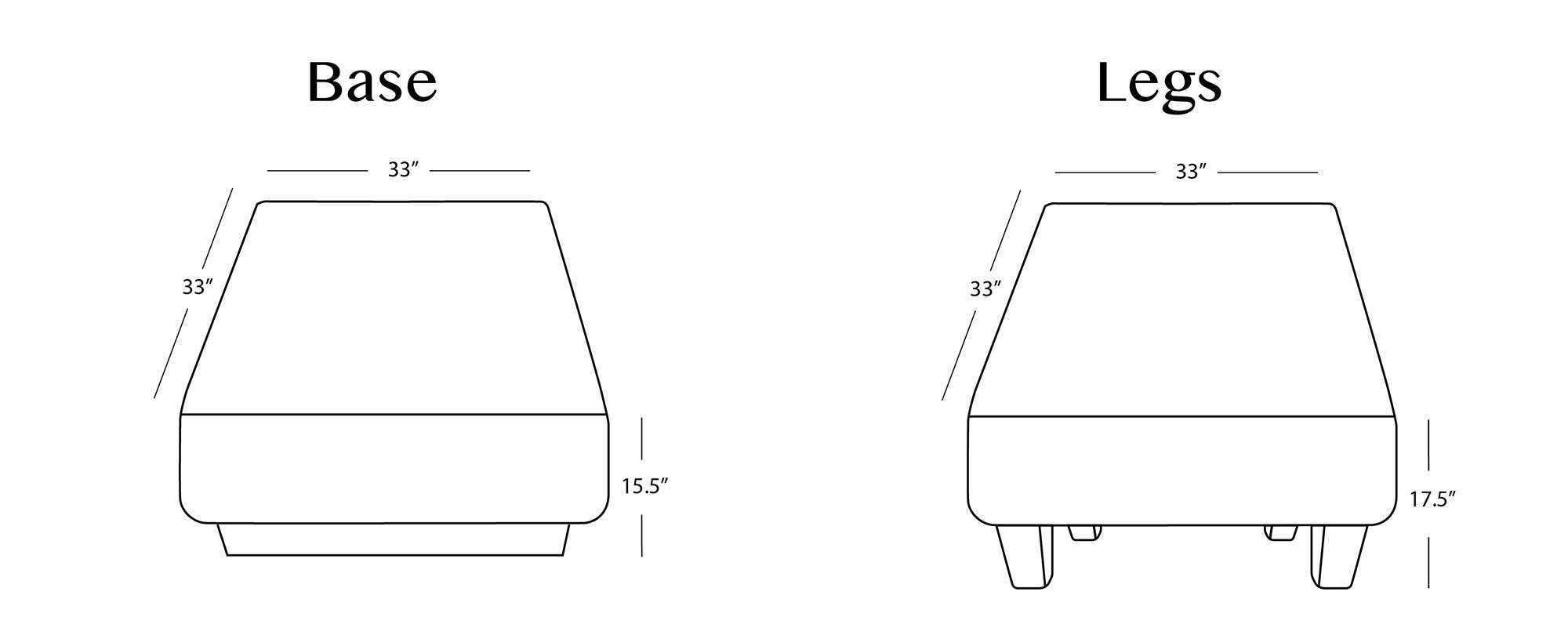 base and leg modular ottoman