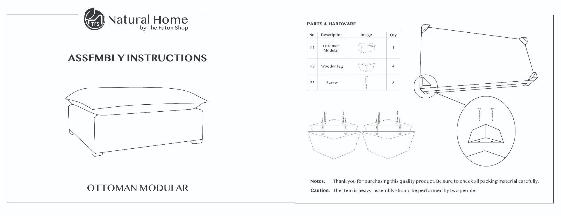 Ottoman Modular Assembly Instruction