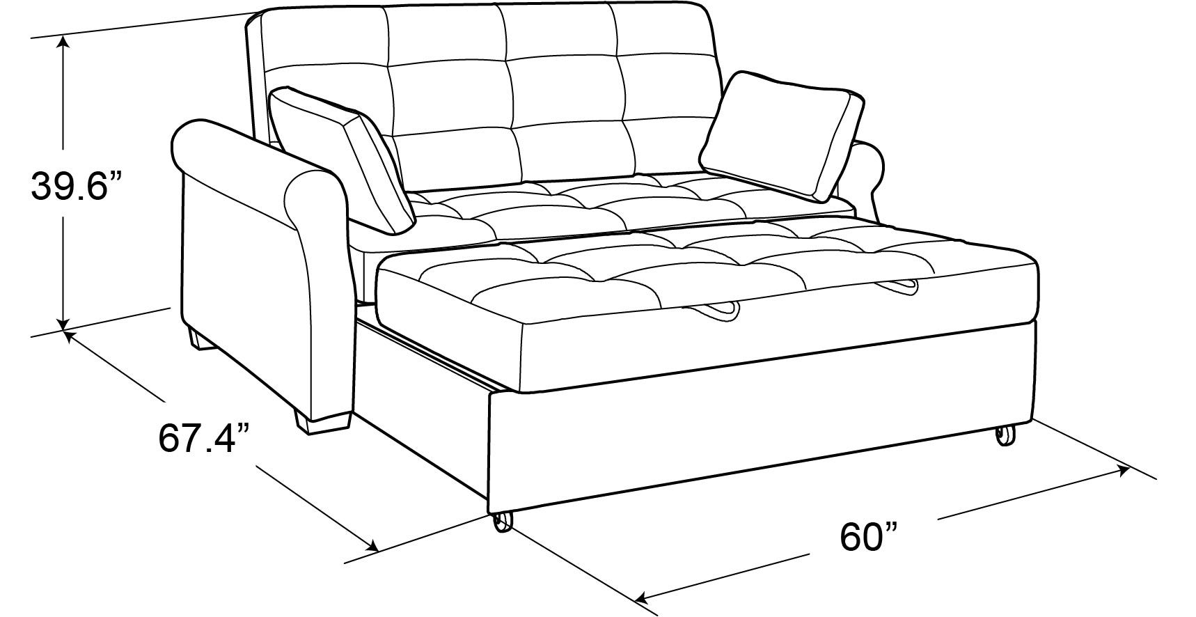 Hampton Brown Serta Loveseat Sofa Bed Dimension 2