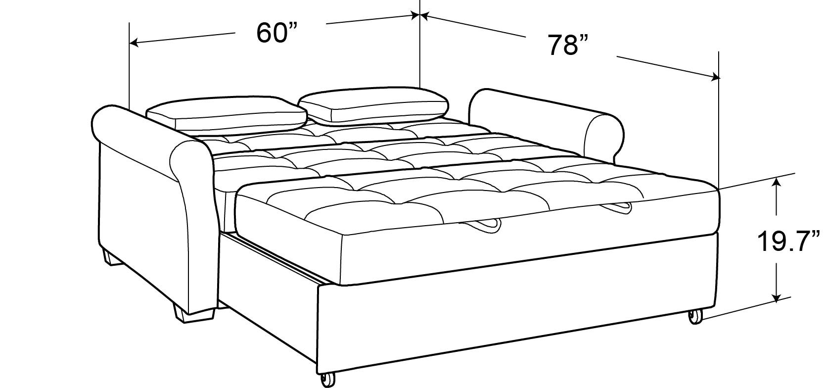 Hampton Brown Serta Loveseat Sofa Bed Dimension 3