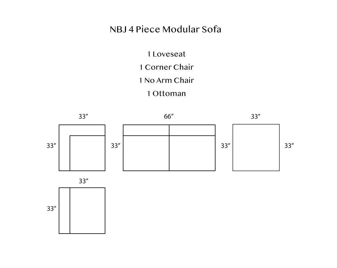 NBJ 4 piece Modular Sofa Dimension