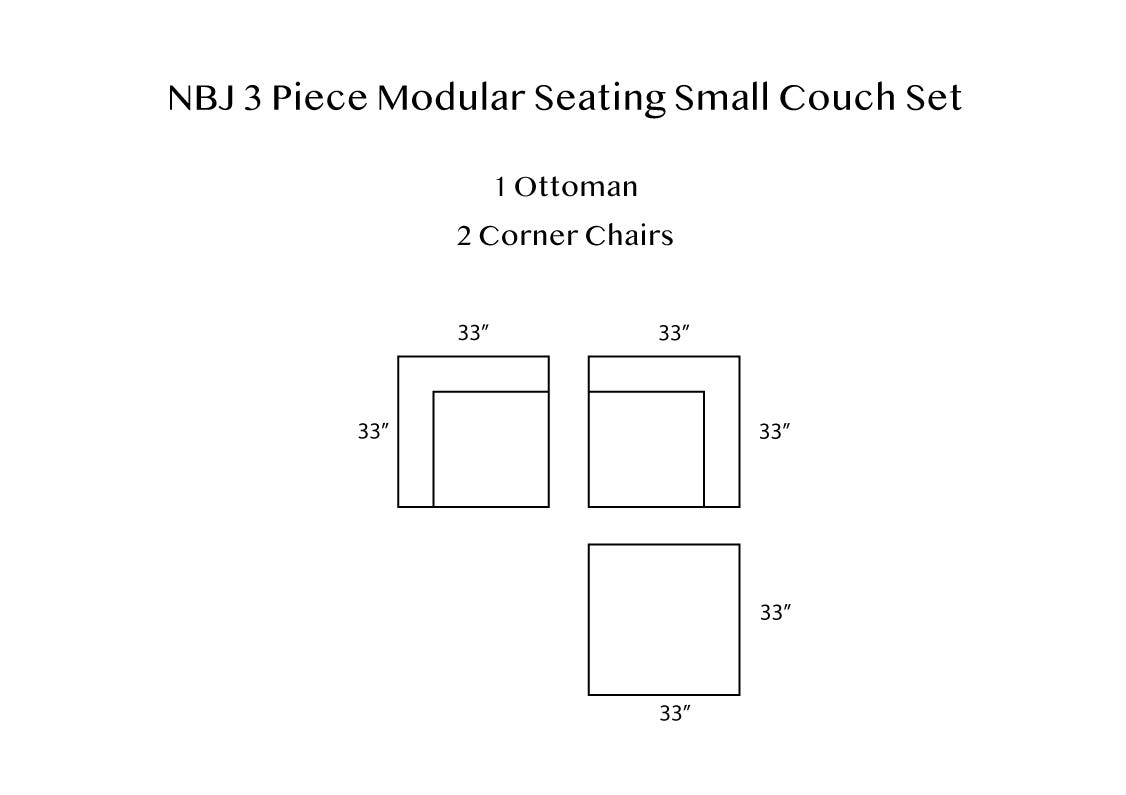 NBJ 3 Piece Modular Seating Small Couch Set Diagram