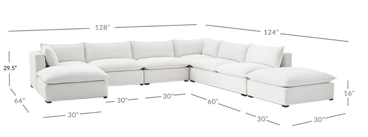 7 Piece Sofa Modular Sectional Dimension