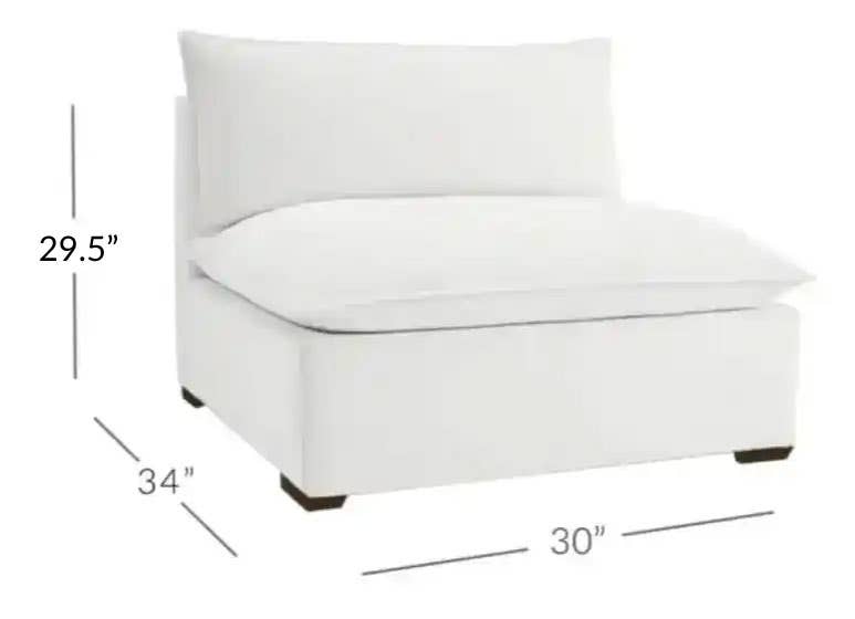 7 Piece Sofa Modular Sectional dimension 1 seat with back support