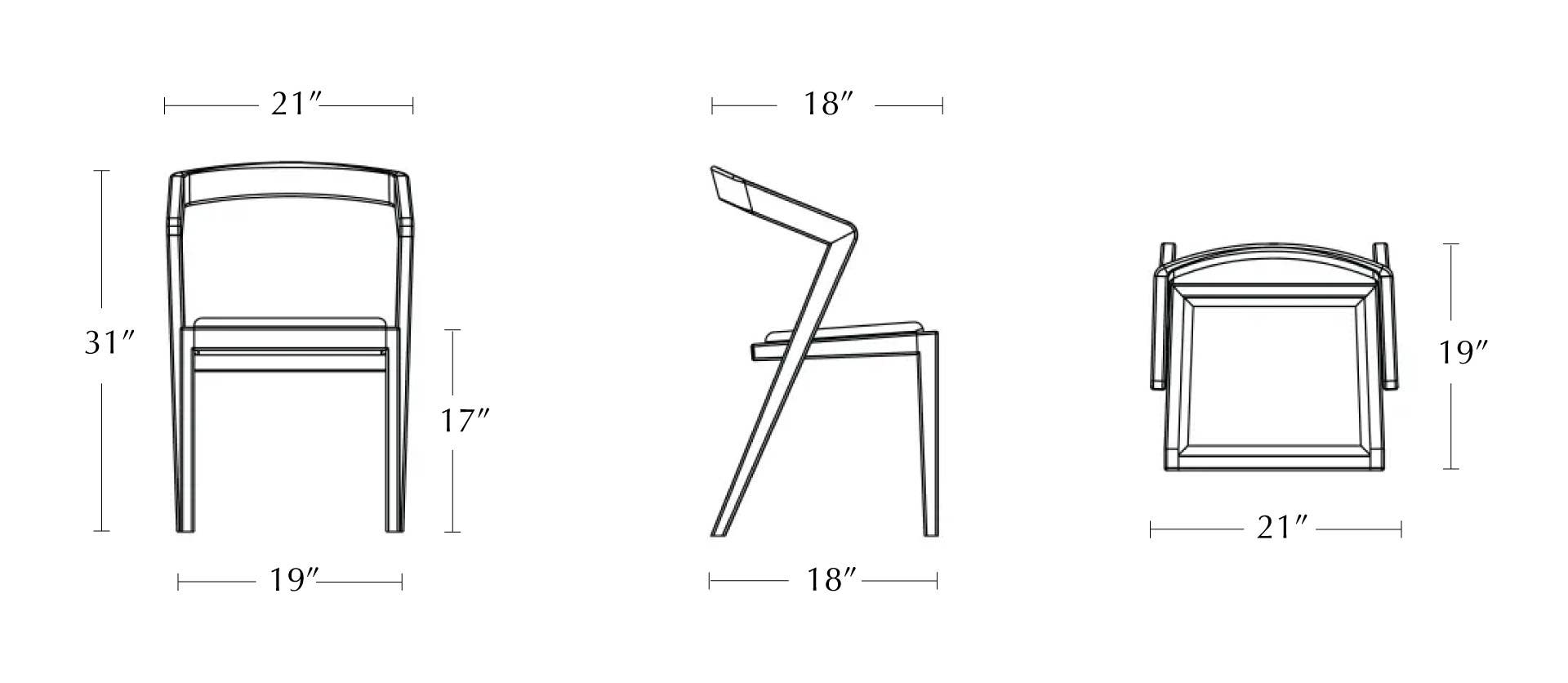 marina dining chair dimensions