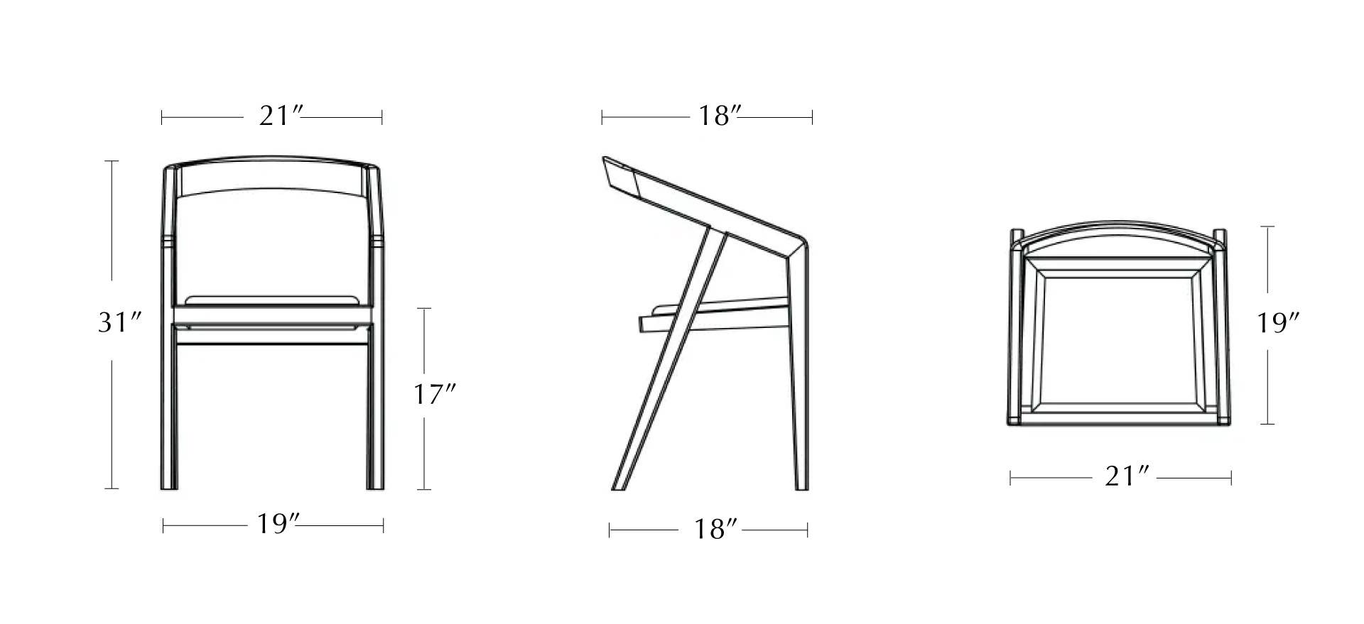 nuda dining dimensions