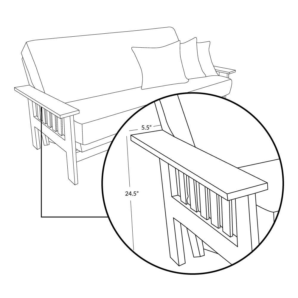 Amish arm dimensions wide flat