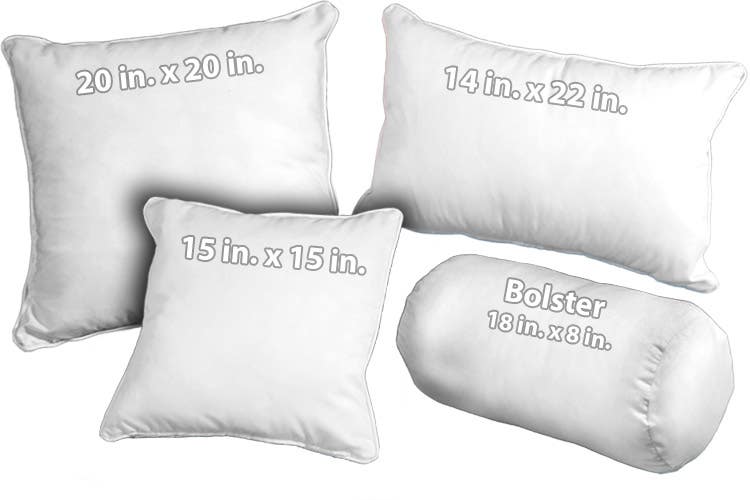 Decorative Pillow Sizes Chart