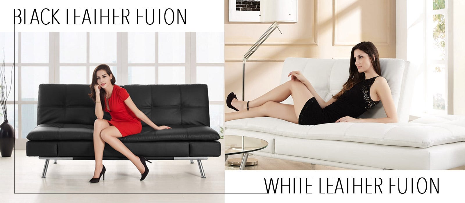 White Leather Futons Black