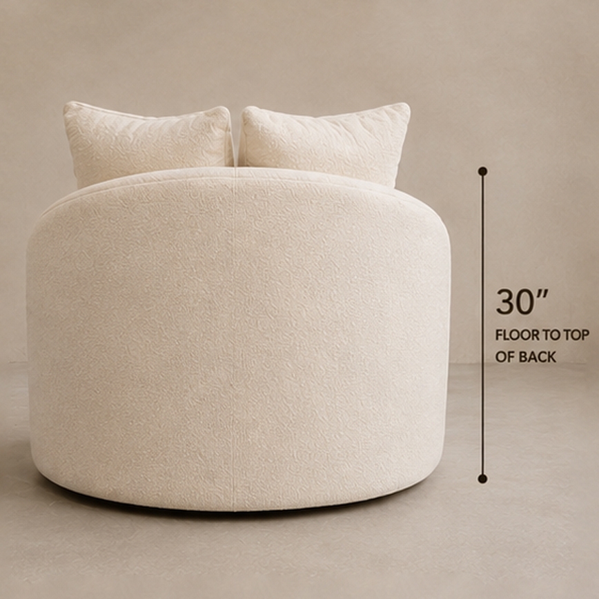 Back view of the Royal Luxury Swivel Chair with dimension callout: 30 inches floor to top of back.