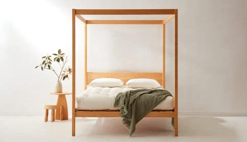 hemp platform bed with headboard